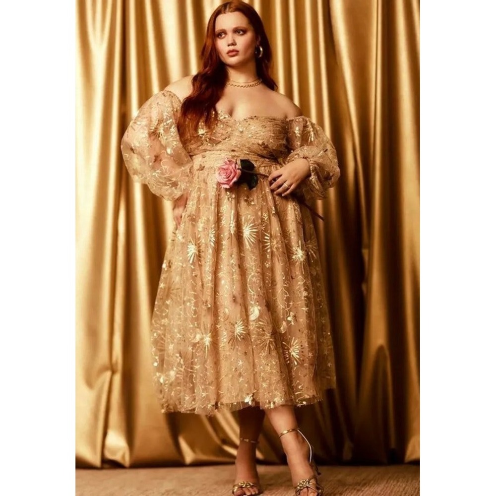 Eloquii Celestial off shoulder tulle midi dress size 16 formal‎ glam